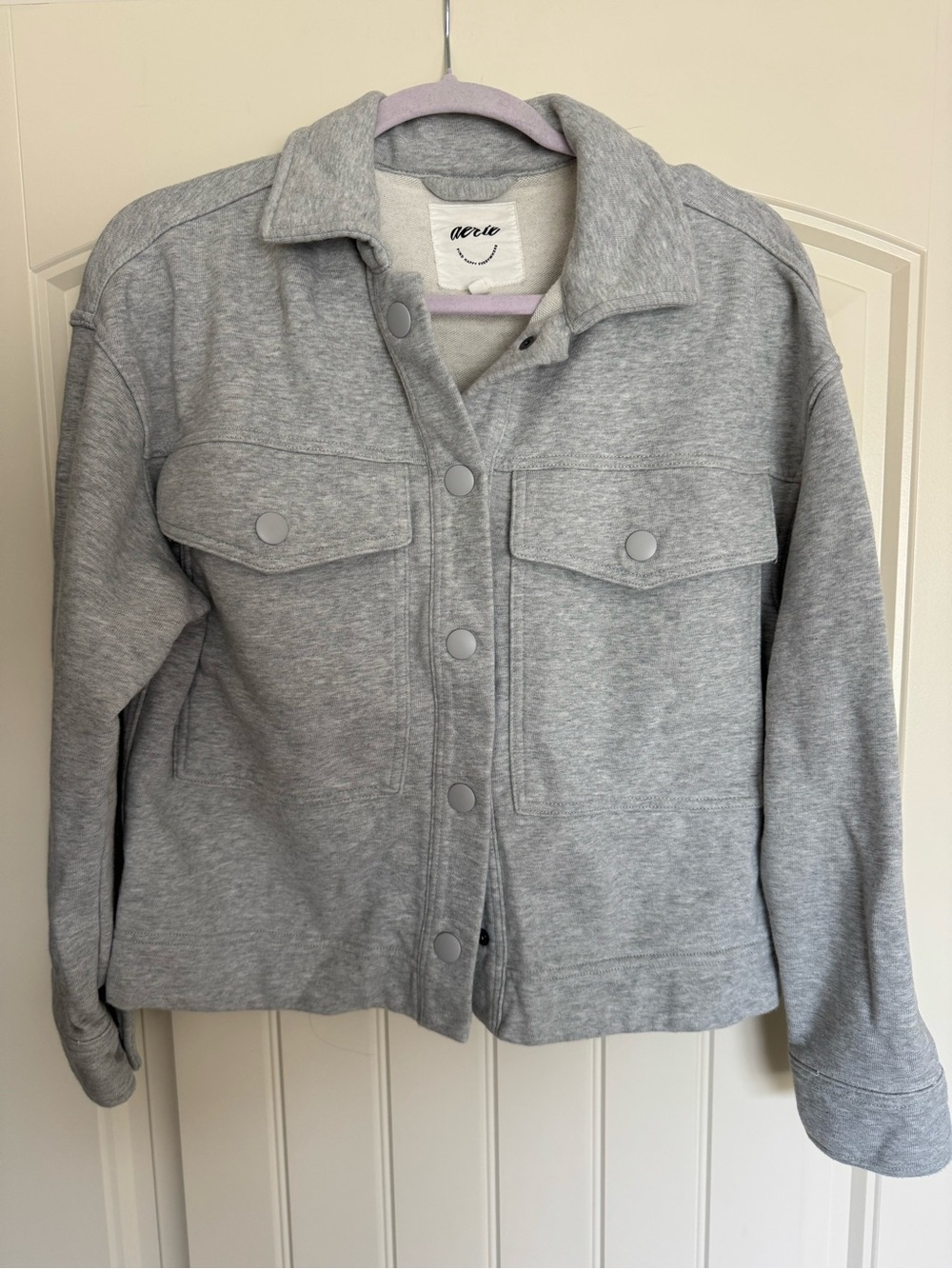 aerie Light Gray Button-Front Jacket